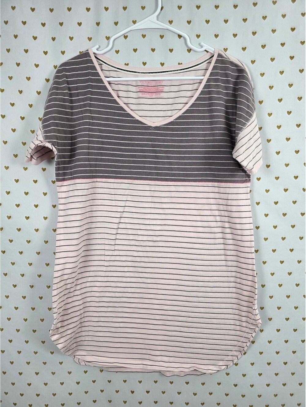 Victorias Secret Striped Super Soft Nightgown Sleep Shirt Dress Small
